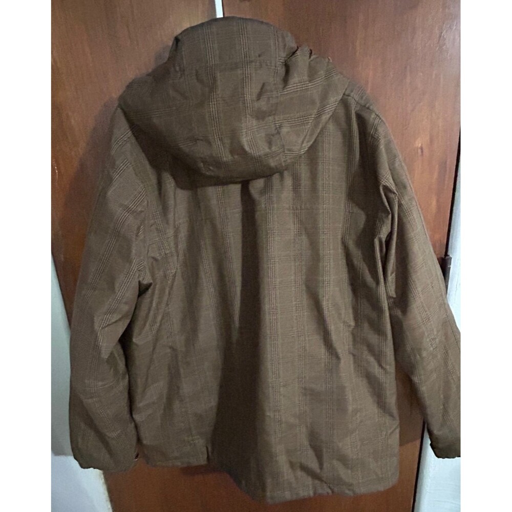 Lands' End Men's sz LT Brown Plaid Parka Jacket Coat - Picture 3 of 7